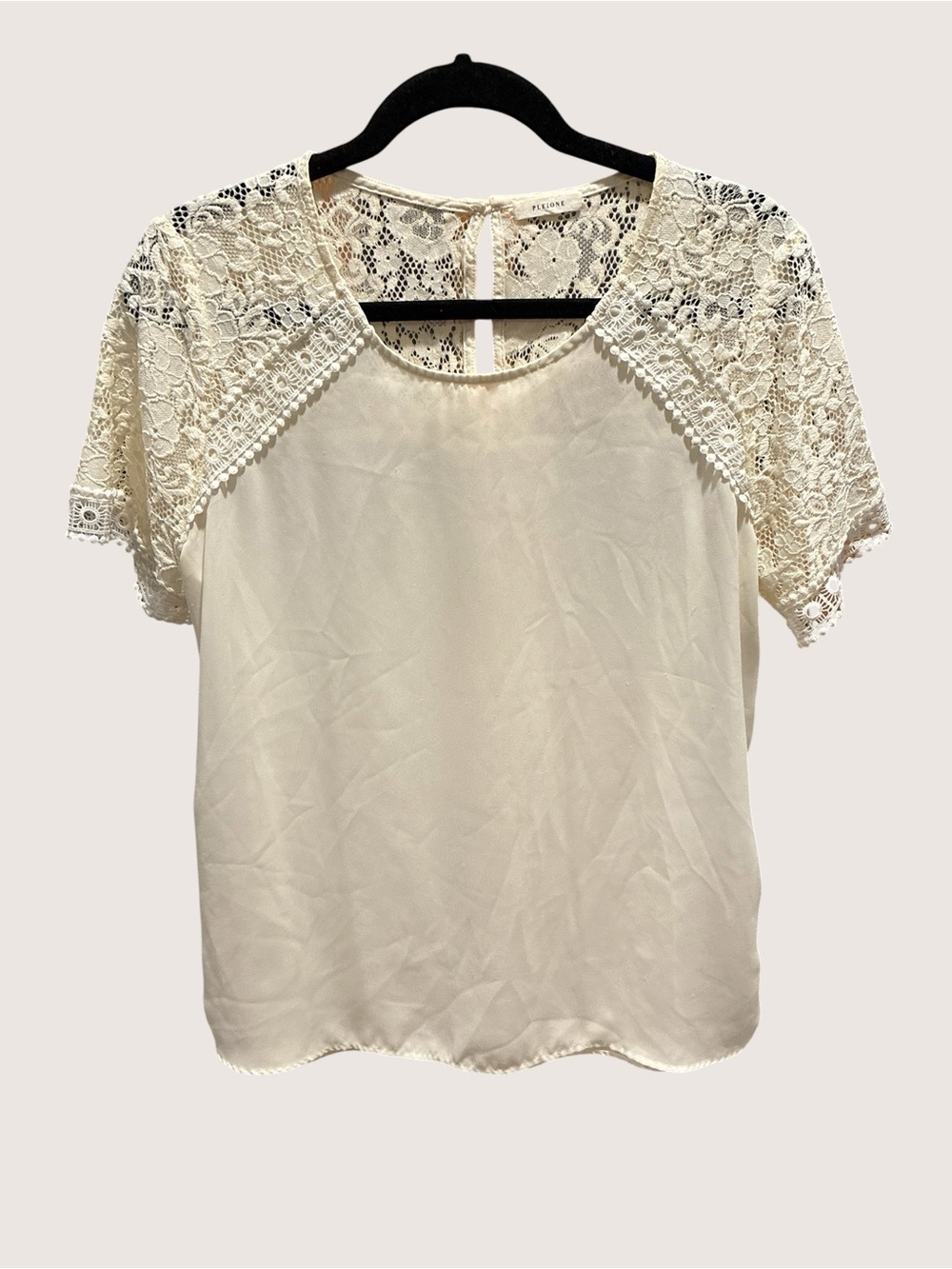 Pleione Cream Lace Shoulder Blouse